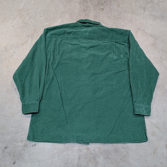 VTG Ralph Lauren Country Corduroy Shirt Mens L Loop Collar Green Flaws - Picture 4 of 6